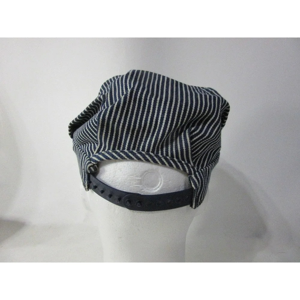 Alaska Railroad Conductor Hat Boys OS Blue Good Vintage Striped Snapback USA